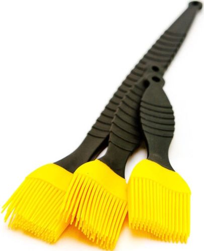 Набір кондитерських силіконових кистей Better Brush з 3 штук з пластиковою ручкою для змазування їжі, випічки, кулінарні пензлики для кухні Жовті