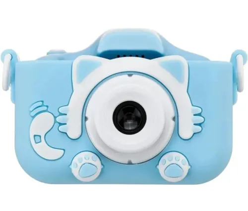 Дитячий цифровий фотоапарат Smart kids Kitty XO XJ01 з селфи камерою і відео зйомкою 600mAh, Камера Котик 2 " з вбудованими іграми для дітей Синій