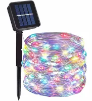 Вулична Світлодіодна гірлянда Solar String Lights 12 метрів 100 LED RGB діодів з сонячною панеллю, Водонепроникна Роса з пультом Мультикольорова