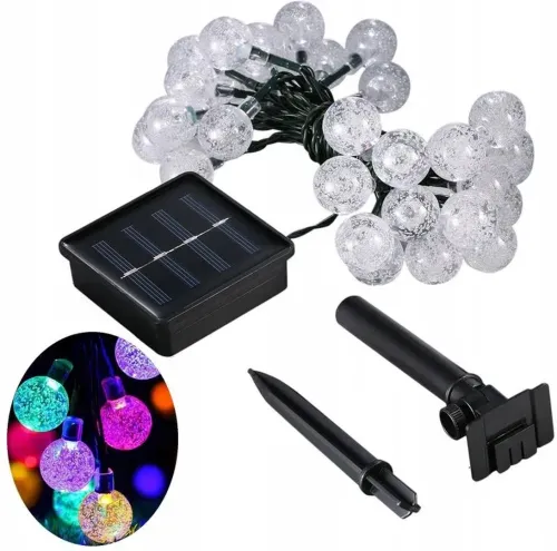 Вулична Садова гірлянда лампочки RGB Crystal Balls Lights 6 метрів 20 LED ліхтариків на сонячній батареї, водонепроникні ліхтарики Solar для саду