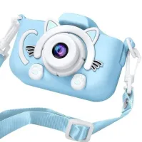 Дитячий цифровий фотоапарат Smart kids Kitty XO XJ01 з селфи камерою і відео зйомкою 600mAh, Камера Котик 2 " з вбудованими іграми для дітей Синій