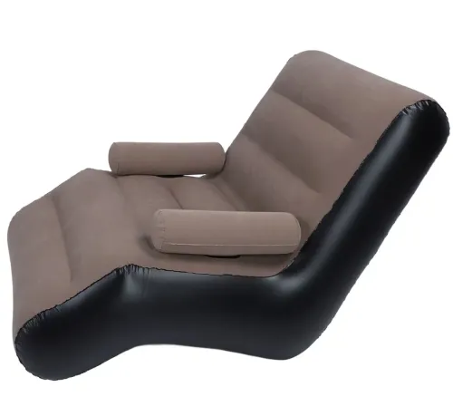 Надувне одномісне крісло ліжко S-подібної форми Senyoubao Inflatable Sofa 140x85x80 см з підлокітником, Флокіроване