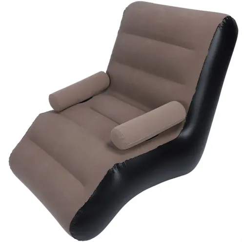 Надувне одномісне крісло ліжко S-подібної форми Senyoubao Inflatable Sofa 140x85x80 см з підлокітником, Флокіроване