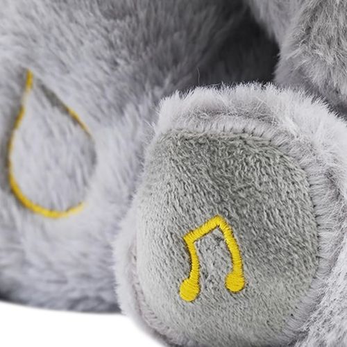Інтерактивна м'яка іграшка дихаючий Слоник Elephant для сну новонароджених дітей, м'який музичний слон нічник 30 см з диханням від батарейок Сірий
