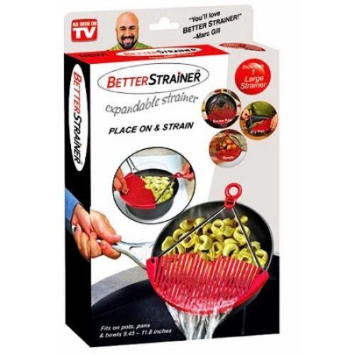 Універсальний друшляк накладка Better Strainer на каструлю від 24см до 30см для зливу води, силіконове сито для промивання продуктів з тримачем