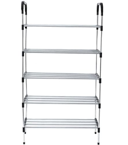 Підлогова Полиця органайзер Shoe Rack Rias RD-9005 для зберігання взуття 6 ярусів, стійка етажерка на 6 секцій полиць 115x56x30 см зі сталі срібляста