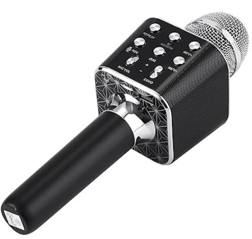Бездротовий караоке мікрофон WSTER WS - 1688 Bluetooth USB AUX FM з вбудованою колонкою і 5 тембрами голосу на акумуляторі з динаміком Ws1688 Чорний