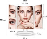 Косметичне потрійне дзеркало з сенсорною кнопкою Superstar Magnifying Mirror JN-817 3 в 1 зі збільшенням, складне дзеркало з LED підсвічуванням біле