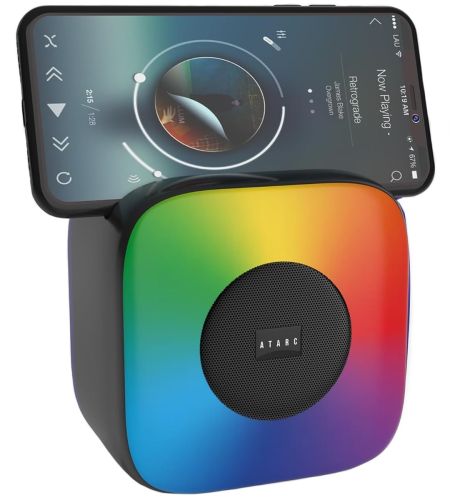 Бездротова Bluetooth колонка SPS LX-01 з RGB підсвічуванням для прослуховування музики, акумуляторна блютуз акустика ATARC AT - 620 FM-радіо AUX від USB