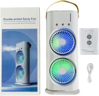 Настільний акумуляторний вентилятор зволожувач повітря Double-ended Spray Fan з RGB підсвічуванням і пультом ДУ, підлоговий вентилятор з зволожувачем