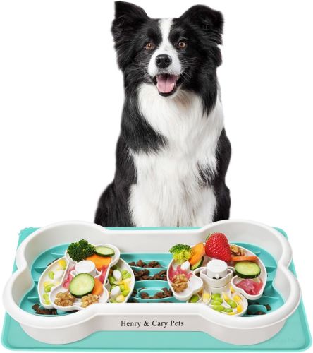 Подвійна годівниця лабіринт Henry & Cary Pets для повільного годування собак і кішок, Миска для тварин у вигляді кісточки з обертанням на 360 градусів