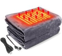 Туристичний плед пончо з підігрівом Heating Shawl Blanket JT - 202275 від USB Power Bank електроковдра із застібкою 3 режими нагріву для кемпінгу Сірий