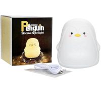 Настільний силіконовий нічник Пінгвін Penguin Penguin LJC-129 з RGB підсвічуванням і сенсорним датчиком, Світлодіодний світильник 7 режимів на акумуляторі USB