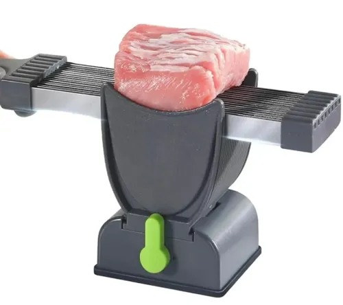 Ручна м'ясорубка слайсер Fresh Meat Slicer YLM-248 для тонкого нарізання і подрібнення м'яса, Ручний подрібнювач LY-824 17 лез з підставкою Сірий