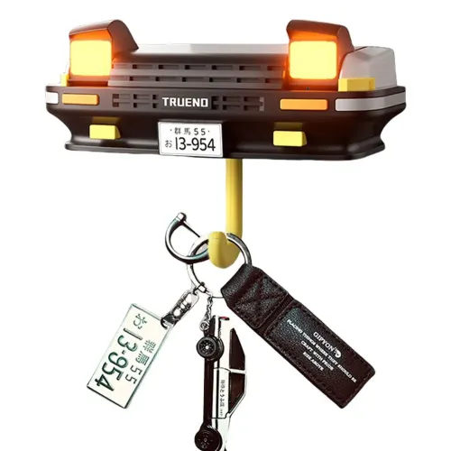 Настінний тримач органайзер для ключів у стилі Toyota Trueno AE86 з LED підсвічуванням фар, Настінна авто ключниця з 1 гачком від батарейок