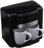 Крапельна кавоварка на дві чашки Domotec MS-0708 c 2 керамічними чашками, домашня електрична кавоварка для чаю та кави на 0.3 л 500W Чорна