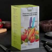 Настільна підставка для ножів 14 см Universal Knife Holder кругла з чорним наповнювачем з поліпропіленового волокна на кухню 90*90*140 мм