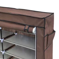Тканевый шкаф для обуви Shoe Cabinet YQF-2266 на 6 полок, Двойная складная тканевая полка, пылезащищенный каркасный для хранения K66, 2712 MG-222