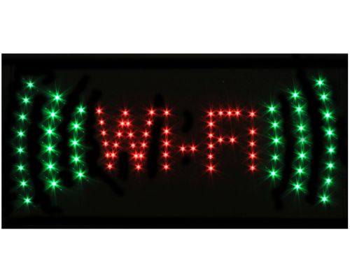 Светодиодная рекламная LED вывеска Wi-Fi Вай фай 48x25 см торговая табличка для внутренней рекламы, световое табло WIFI для кафе и бара от сети