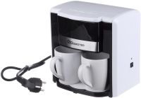 Крапельна кавоварка на дві чашки Domotec MS - 0706 c 2 керамічними чашками, домашня електрична кавоварка для чаю та кави на 0.3 л 500W Біла