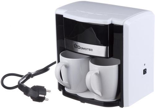 Крапельна кавоварка на дві чашки Domotec MS - 0706 c 2 керамічними чашками, домашня електрична кавоварка для чаю та кави на 0.3 л 500W Біла