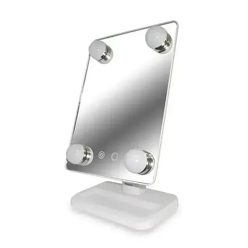 Настільне Косметичне дзеркало Cosmetie mirror 360 Rotation Angel з LED підсвічуванням для макіяжу, компактне прямокутне сенсорне дзеркало біле