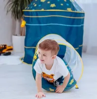 Дитячий ігровий намет замок Beautiful Cubby house 3 в 1 для дітей з наметом будиночком, тунелем і сухим басейном, збірний вігвам з сумкою Синій