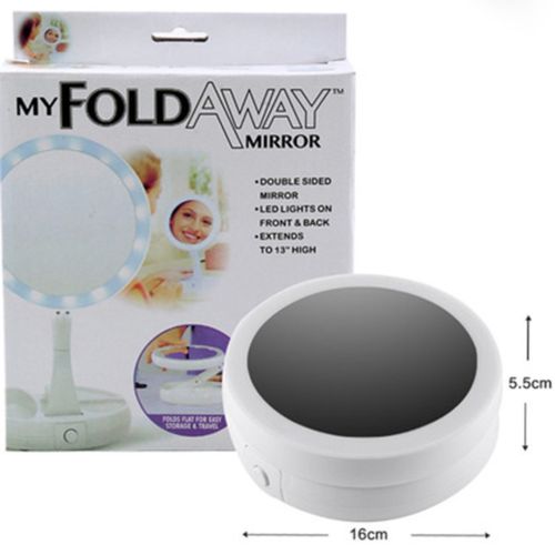 Настільне кругле Косметичне дзеркало з LED підсвічуванням My Fold Away для макіяжу, складне збільшувальне 10x дзеркало трансформер з органайзером