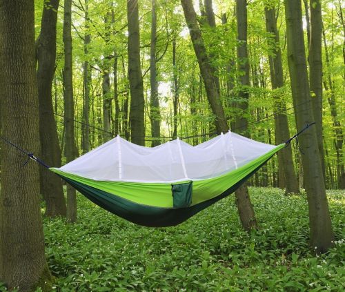 Підвісний туристичний нейлоновий гамак Hammock With Net Green до 200 кг з москітною сіткою для кемпінгу, Похідний гамак 263х135 Зелений