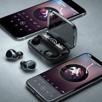 Бездротові Bluetooth навушники Newest M10 з led дисплеєм і індикатором заряду Black чорні сенсорні з екраном TWS М10 C powerbank Earbuds