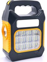 Ручний акумуляторний ліхтар прожектор з повербанком LED Solar JY - 978a з сонячною панеллю, Світлодіодний ліхтар Power Bank для кемпінгу чорно-жовтий