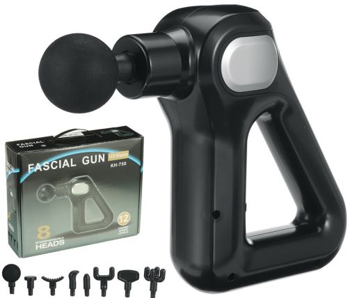 Бездротовий масажний пістолет Fascial Gun KH-750 Black для масажу всього тіла, Ручний м'язовий ударний масажер KH750 на акумуляторі Чорний