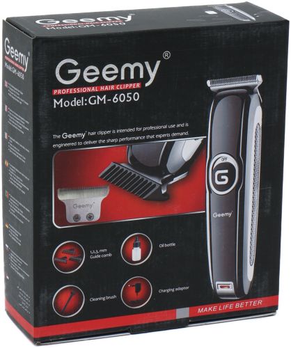 Акумуляторна машинка для стрижки волосся GEMEI GM-6050 професійний бездротовий чоловічий тример для вусів, бороди і змінними насадками Geemy