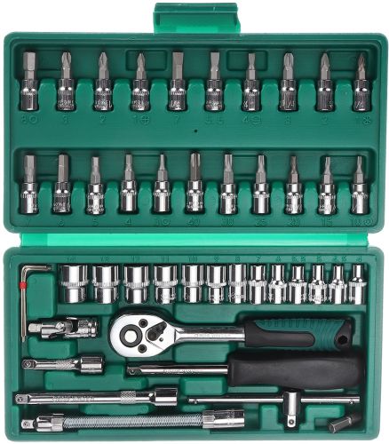 Набір ключів з тріскачкою для авто 46 інструментів Tool Set в кейсі комплект автоінструментів головок біт для машини в пластиковій валізі 24Х12. 5 см