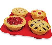 Силіконова форма My lil Pie Maker для випікання і запікання кексів, мафінів на 4 клітинки, Формочка для випічки кошичків і готування на кухні Червона