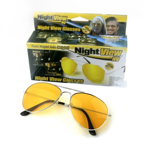 Водійські окуляри нічного бачення для водіння вночі Night View NV Glasses, Жовті поляризаційні антиблікові авіатори антифари з захистом для очей