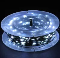 Новорічна гірлянда роса 100 метрів 1000 LED діодів з пультом Холодна Біла IP44, Світлодіодна нитка Xmas 8 режимів 100м від мережі Холодний білий