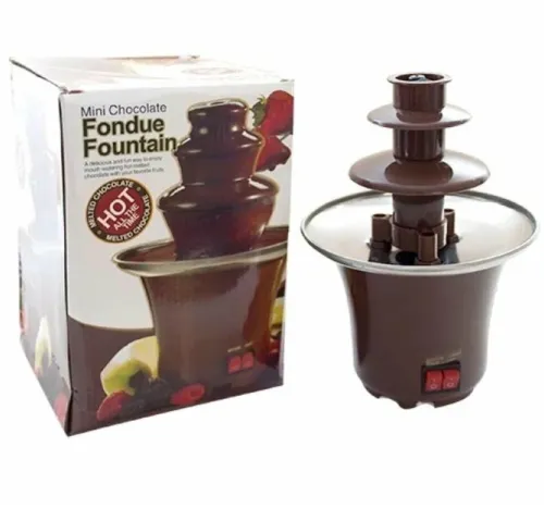 Шоколадний фонтан Фондю Mini Chocolate Fondue Fountain LY-280 на 2 яруси 60W, Фондюшниця міні фонтан для шоколаду з харчової нержавійки, Коричневий