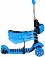 Триколісний дитячий самокат беговел Scooter FYS-2864 Blue 5 в 1 зі складним сидінням, батьківською ручкою і світяться колесами для дітей Блакитний