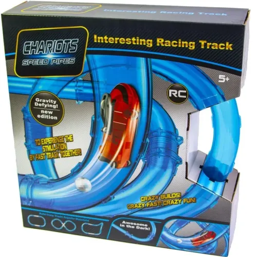 Гоночный трубопроводный трек Chariots Speed Pipes R131942 37 деталей с машинкой для детей, Детский гибкий автотрек Светящиеся гонки в трубе с пультом