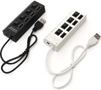USB хаб Memos на 4 порти з перемикачами Black, живлення від USB 2.0 розгалужувач з кнопками on off концентратор перехідник HUB 480 Мбіт 5В Чорний