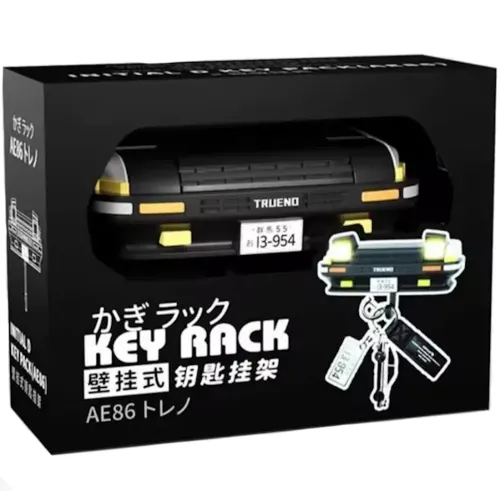 Настінний тримач органайзер для ключів у стилі Toyota Trueno AE86 з LED підсвічуванням фар, Настінна авто ключниця з 1 гачком від батарейок