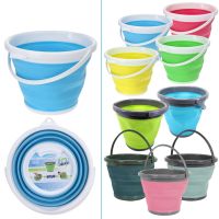 Складное силиконовое ведро на 5 литров Collapsible Bucket Emmer CB-5, туристическое универсальное круглое ведро Supretto с ручкой 5л