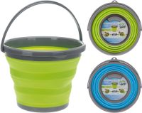 Складное силиконовое ведро на 10 литров Collapsible Bucket Emmer CB-10, туристическое универсальное круглое ведро Supretto с ручкой 10л