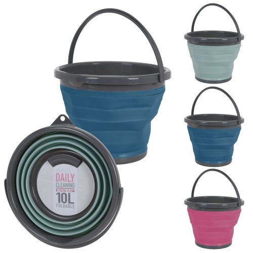 Складное силиконовое ведро на 10 литров Collapsible Bucket Emmer CB-10, туристическое универсальное круглое ведро Supretto с ручкой 10л