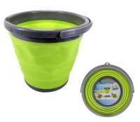 Складное силиконовое ведро на 10 литров Collapsible Bucket Emmer CB-10, туристическое универсальное круглое ведро Supretto с ручкой 10л