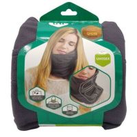 Дорожня подушка-шарф для шиї Supretto Travel Pillow для подорожей, туристична флісова подушка в дорогу і для сну в машину сіра