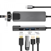 Мультифункціональний USB-хаб HOCO AC-500 Type-C на RJ45, HDMI, 2xUSB 3.0 адаптер, Ethernet LAN інтернет перехідник, конвертер XoKo HUB