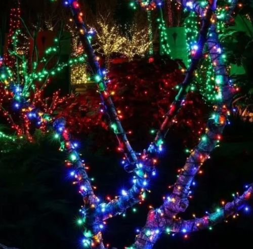 Новорічна гірлянда RGB роса 50 метрів 500 LED діодів з пультом IP44, Світлодіодна нитка Xmas 8 режимів від мережі 220V різнобарвна