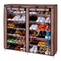 Тканевый шкаф для обуви Shoe Cabinet YQF-2266 на 6 полок, Двойная складная тканевая полка, пылезащищенный каркасный для хранения K66, 2712 MG-222